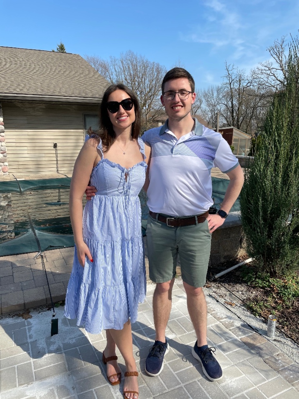 Pink Lily blue midi dress- M